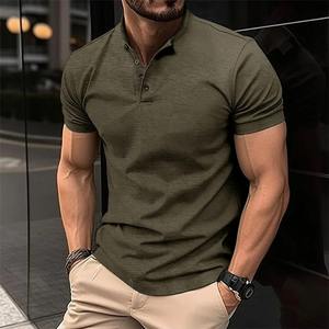 2025 Men's Casual Sports Polo <b>Shirt</b> Summer <b>Button</b>-<b>up</b> Henry Collar T-<b>shirt</b> Fashion Urban <b>Short</b>-<b>sleeved</b> Pullover - Product Image 2