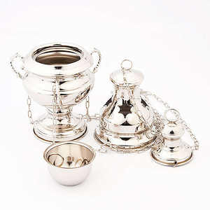 Petit article décoratif d'utilisation d'église de métier religieux Thurible en métal plaqué argent - Product Image 4