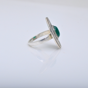 Bague réglable en argent Sterling 925 pour femmes à la mode vert Onyx Cabochon lunette réglage pour les mariages fêtes mode - Product Image 3