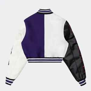 Chaqueta corta de béisbol con letras para mujer, chaquetas de manga larga hechas en satén para mujer, precio al por mayor, chaquetas de mujer OEM de gran venta - Product Image 2