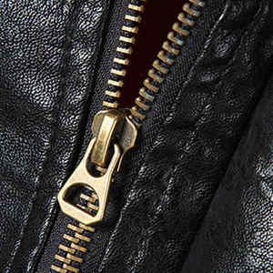 Cremallera motocicleta chaqueta impermeable hombres bombardero chaqueta personalizada bordado PU cuero - Product Image 2