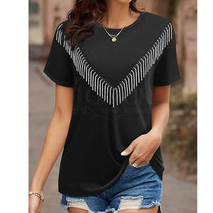 Camiseta de algodón de verano de secado rápido transpirable ecológica lisa personalizada al por mayor para mujer de varios colores - Product Image 6