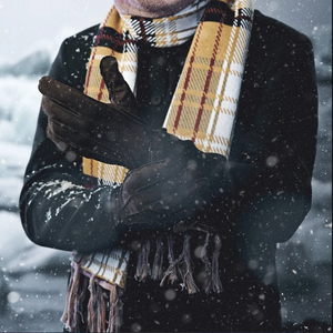 ถุงมือหนังสีดำสุดหรูสำหรับผู้ชายถุงมือขับรถให้ความอบอุ่นในฤดูหนาวถุงมือหนังแท้นุ่มออกแบบให้ใช้ร่วมกับจอสัมผัสได้ - Product Image 4