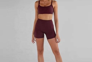 Active Solid Washed Cotton Racerback <b>Bra</b> and Shorts Set for Women Offering Supportive Stretch Breathable Yoga Activewear 2 Piece - Product Image 6