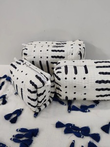 Set of 3pcs Cotton Quilted Block Printed Handmade for Case <b>with</b> Large Capacity for Makeup <b>Storage</b> & Travel - Product Image 5