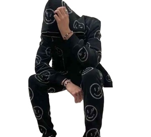 High Quality Fully Customized Men Hooded Casual Breathable Comfortable Anti Wrinkle Latest Design Rhinestone <b>Track</b> <b>Suit</b> - Product Image 6