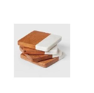 Round Shape Brown Half Wood and Half <b>Marble</b> <b>Coaster</b> <b>Marble</b> <b>coaster</b> Wooden and <b>Marble</b> <b>Coaster</b> for Table Top Decoration - Product Image 1