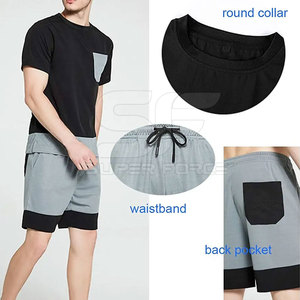 Conjunto de camiseta y pantalones cortos OEM para hombre, diseño personalizado, moda, entrenamiento de gimnasia, traje informal, Conjunto de camiseta y pantalones cortos para hombre - Product Image 3