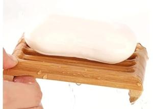 Jabonera de Bambú Premium para Lavabo de Baño, Hecha a Mano, Ecológica, Antideslizante, Diseño Rectangular Clásico - Product Image 4