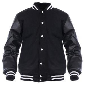 Venta al por mayor personalizado bordado béisbol Varsity College chaqueta de cuero mangas Letterman bombardero hombres en blanco Varsity chaquetas OEM - Product Image 1