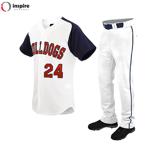 Uniforme de base-ball 100% Polyester rayé, uniforme de base-ball avec boutons, Design personnalisé - Product Image 4