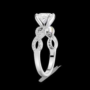 Anillo de Compromiso con Diamante Cultivado en Laboratorio de Corte Princesa de 1.30 CTW, Diseño de Espiga Trenzada, Oro Sólido de 14K - Product Image 3