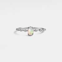 Bague ovale en opale multicolore cabochon, argent sterling 925, plaqué or 14K et rhodium, luxe, qualité supérieure, opale blanche naturelle, empilable, amitié
