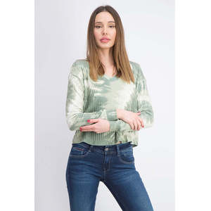 Top Crave Fame Cozy a coste tie-dye per ragazze, taglia junior Small-verde - Product Image 1