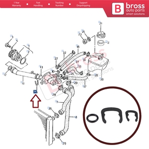 Sensor de Temperatura del Termostato BHC659, Sello, Revestimiento, Manguera de Refrigerante, Resorte de Retención 032121142A para - Product Image 5