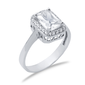 แหวนคลัสเตอร์หิน CZ รูปทรงสี่เหลี่ยมผืนผ้างานฝีมือตุรกีขายส่งเครื่องประดับเงินแท้ 925 - Product Image 3