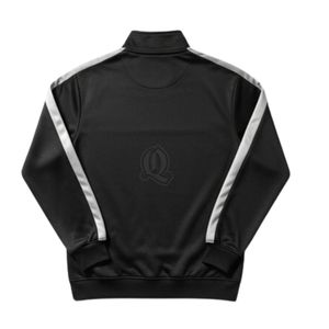 เสื้อวอร์มฟุตบอลแถบสีเงินสีดำแบบกำหนดเองมีซิปโพลีเอสเตอร์เสื้อและกางเกงสำหรับผู้ชายชุดฝึกทีม - Product Image 5