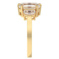 Bague de fiançailles à trois pierres, diamant de laboratoire de 2,5 carats, taille émeraude, certifié IGI, or massif 14 carats pour femme, bijoux de fête