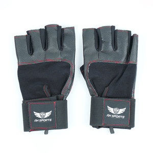 Top Quality 100% Genuine Leather <b>Gym</b> Gloves Fitness Training Wrist Support <b>Weight</b> Lifting Gloves - Product Image 2