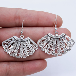 Handmade <b>Peacock</b> Design 925 Sterling Silver Vintage Solid Silver Drop Earring for Womens <b>Jewelry</b> for Wholesale - Product Image 6