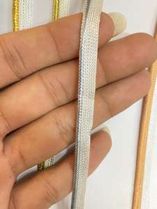 Wholesale Eco-Friendly Coated High Tenacity Flat Patterned Bias Trim Silver Gold Metallic Lurex <b>Piping</b> <b>Cord</b> for Bags Shoes Home - Product Image 5