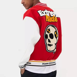 Chaqueta universitaria unisex de alta calidad con cuello levantado para hombre, Chaqueta de manga de cuero con estampado personalizado y bordado de letras, venta al por mayor - Product Image 4