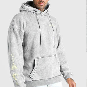 Fábrica hecha Diseña tus propias sudaderas con capucha lavadas con ácido Vintage en blanco Unisex nuevo estilo Sudadera con capucha lavada con ácido de peso pesado para hombres - Product Image 1