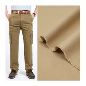 A2293 Khaki Wash and Soft Plain Mercerized Cotton Fabric Thicken 100% Cotton Tackle Twill Fabric 285gsm