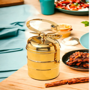 Antiguo Tiffin Carrier Cobre Tiffin Fiambrera Diseño maravilloso Forma redonda Cobre Picnic Tiffin Caja con asa en venta al por mayor - Product Image 3