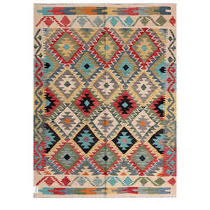 Alfombra Kilim de Maimana, Afganistán, 204 x 154 cm - Product Image 1