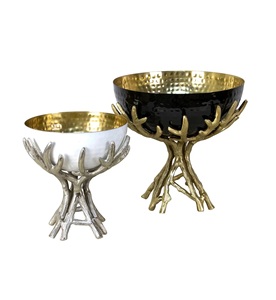 Venta caliente Diseño moderno Martillado Cuenco para servir Soporte de diseñador Cuenco elegante de metal para el hogar Hotel Comedor Cuenco para servir. - Product Image 6