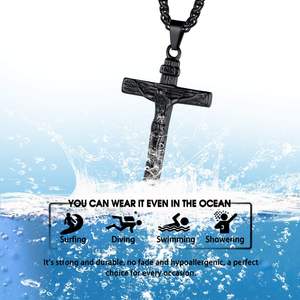 Collar de urna negra con crucifijo para cenizas, joyería de acero inoxidable, medallones de urna de recuerdo conmemorativo, colgante para hombres y mujeres, tamaño personalizado - Product Image 5