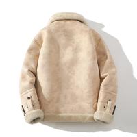 Veste bomber d'hiver pour homme de haute qualité, ample, surdimensionnée, en une seule pièce, en peluche, décontractée, en tissu de laine, manteau d'hiver uni