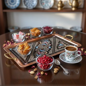 Service de 6 tasses rectangulaires Bakr Mine Processing Oriental Design, origine Erzincan - Product Image 2