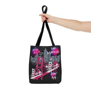 Borsa Tote in Tela alla Moda per Donna con Design Graffiti, Decorazione con Schizzi di Vernice Nera e Lettere, Chiusura Aperta, Fodera in Poliestere - Product Image 4