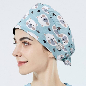 Gorros Médicos de Enfermería para Mujer con Botón, Gorros Quirúrgicos Elásticos Ajustables, Gorros de Médico y Enfermera con Estampado Personalizado - Product Image 1