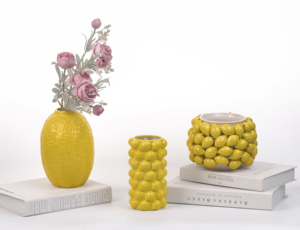 Großhandel Keramik Maßgefertigte Kreative Design-Keramikvase Zitrone für Wohnungsdekoration Porzellan Gemischte Früchte Deko-Töpfe - Product Image 5