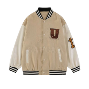 Chaqueta de lana con letras para hombre hecha a medida, tela de lana ligera de alta calidad, cuello levantado, estilo callejero para invierno - Product Image 2