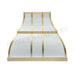 Cubierta de Campana Extractora de Cocina Montada en la Pared, Hecha a Mano, de Acero Inoxidable y Latón de Alta Calidad, con Remaches y Acabado Personalizado - Product Image 5