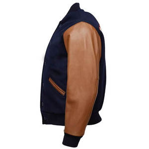 Genuine Fabric Hot Selling Custom Cool Style Men's Baseball Bomber Leather Varsity Jacket CollegeBaseballjacket for men - Product Image 2