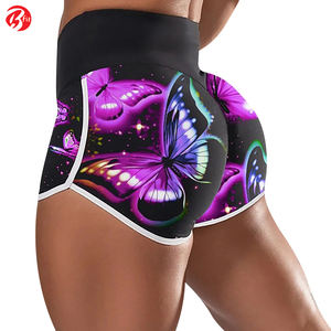<b>Women's</b> Stylish High-Waist Breathable Yoga <b>Shorts</b> with Ruffles Tummy Control Hot Pattern for Running and Workout Fitness Wear - Product Image 3
