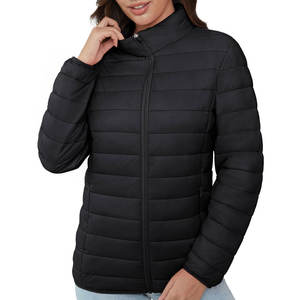 Blousons matelassés pour femmes Fermeture éclair Hiver Couleur unie Coton moelleux Nylon Imperméable Respirant Thermique Coupe-vent Conception de logo personnalisée - Product Image 6