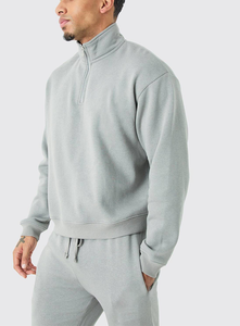 Conjunto Deportivo de 2 Piezas para Hombre, Ropa Deportiva de Algodón y Felpa, Sudadera con Media Cremallera y Pantalones de Pierna Recta, Logotipo Frontal - Product Image 5