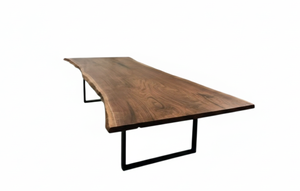 Live Edge Acacia <b>Wood</b> <b>Dining</b> <b>Table</b> with Natural Finish <b>and</b> Stainless Steel <b>Metal</b> Legs Design - Product Image 3