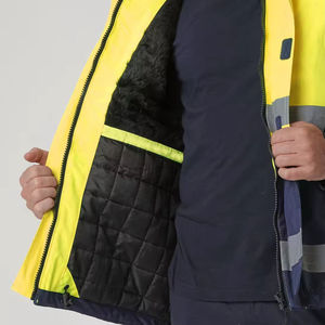 Veste de sécurité haute visibilité en toile, col montant, respirante, à capuche pour hommes, travail, construction - Product Image 5