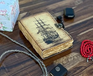 Voilier bateau Journal en cuir véritable Journal en cuir cahier papier fait main Journal de voyage, cadeau d'anniversaire - Product Image 3