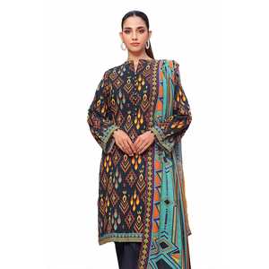Traje Salwar Kameez de 3 Piezas sin Coser, de Algodón Khaddar Estampado, Ropa Étnica Pakistaní e India para Festivales-SD-42132 - Product Image 1