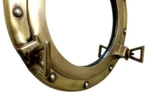 Miroir de hublot maritime antique en aluminium, miroir rond en verre encadré pour bateau, décoration de la maison - Product Image 5