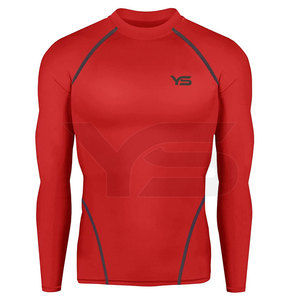 Chemises de compression de gymnastique pour hommes à séchage rapide et de couleur unie légère coupe ajustée à manches courtes et longues avec motif imprimé unique - Product Image 2