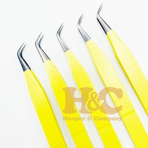 New Curved Tweezers <b>Mink</b> Private Label Logo Solid Stainless Steel <b>Eyelash</b> <b>Extension</b> Tweezers Durable Perfect Grip Black Tips - Product Image 3